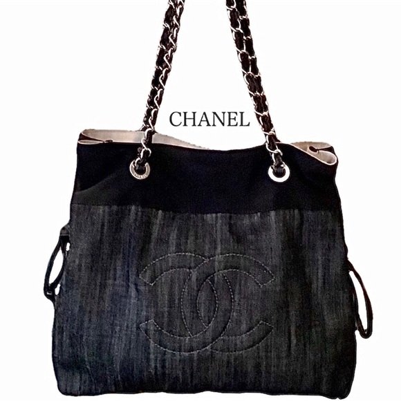 CHANEL Handbags - CHANEL Denim CC Logo Chained Shoulder Bag+Dust Bag